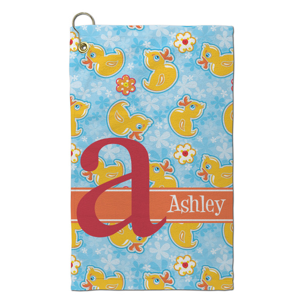 Custom Rubber Duckies & Flowers Microfiber Golf Towel - Small (Personalized)