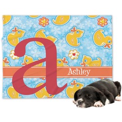Rubber Duckies & Flowers Dog Blanket - Large (Personalized)