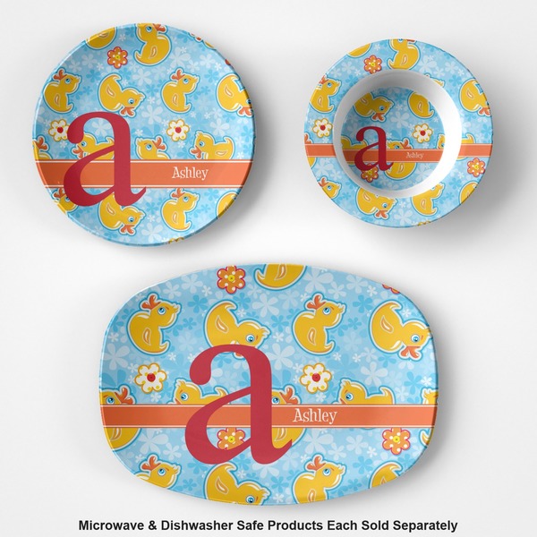 Rubber Duckies & Flowers Microwave & Dishwasher Safe CP Plastic Dishware - Group