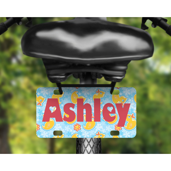 Rubber Duckies & Flowers Mini License Plate on Bicycle