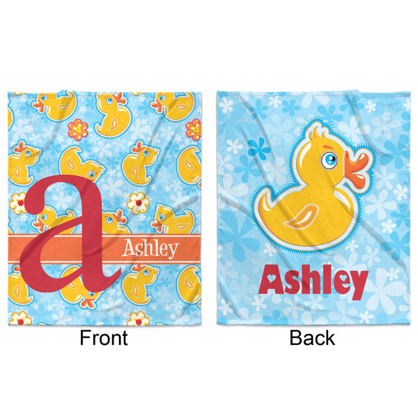 Rubber Duckies & Flowers Minky Blanket - 50"x60" - Double Sided - Front & Back