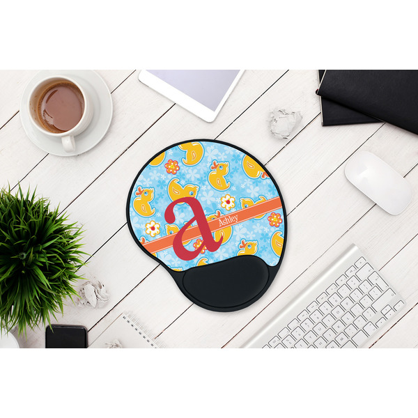 Rubber Duckies & Flowers Mouse Pad with Wrist Rest - LIFESYTLE 1