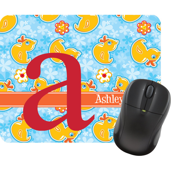 Custom Rubber Duckies & Flowers Rectangular Mouse Pad (Personalized)
