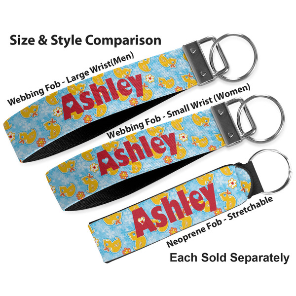 Rubber Duckies & Flowers Multiple Key Ring comparison sizes