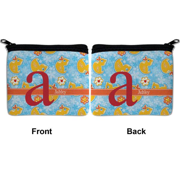 Rubber Duckies & Flowers Neoprene Coin Purse - Front & Back (APPROVAL)