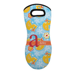Rubber Duckies & Flowers Neoprene Oven Mitt - Single w/ Name and Initial