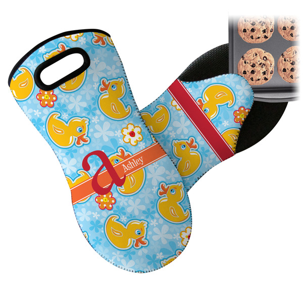 Rubber Duckies & Flowers Neoprene Oven Mitt