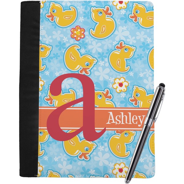 Custom Rubber Duckies & Flowers Notebook Padfolio - Large w/ Name and Initial