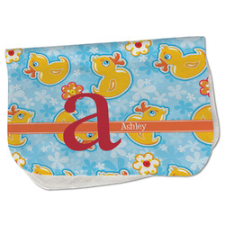 Rubber Duckies & Flowers Burp Cloth - Fleece w/ Name and Initial