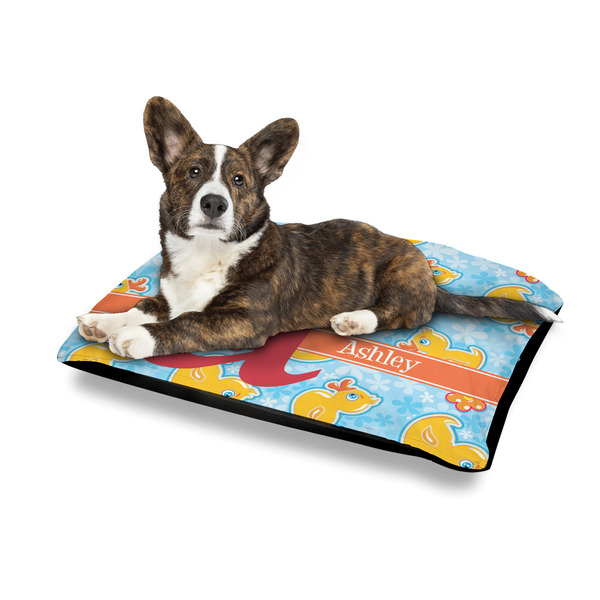 Rubber Duckies & Flowers Outdoor Dog Beds - Medium - IN CONTEXT