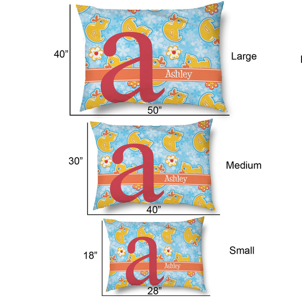 Rubber Duckies & Flowers Outdoor Dog Beds - SIZE CHART