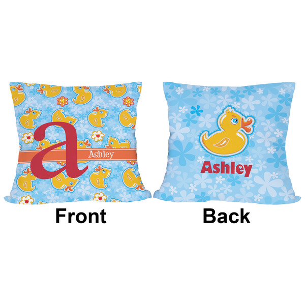 Rubber Duckies & Flowers Outdoor Pillow - 16x16