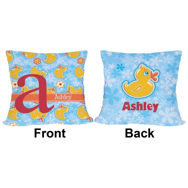Rubber Duckies & Flowers Outdoor Pillow - 18x18