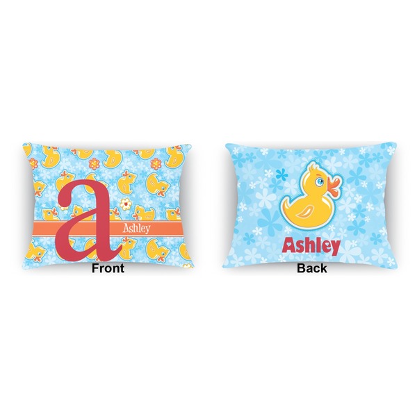 Rubber Duckies & Flowers  Outdoor Rectangular Throw Pillow (Front and Back)