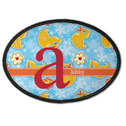 Rubber Duckies & Flowers Iron On Oval Patch w/ Name and Initial