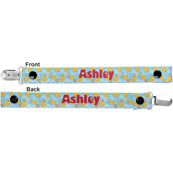 Rubber Duckies & Flowers Pacifier Clip - Front and Back