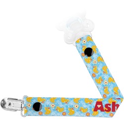 Rubber Duckies & Flowers Pacifier Clip (Personalized)