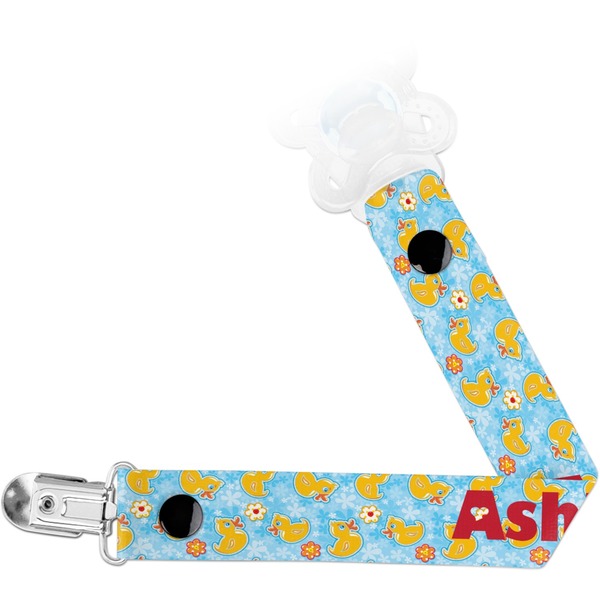 Custom Rubber Duckies & Flowers Pacifier Clip (Personalized)