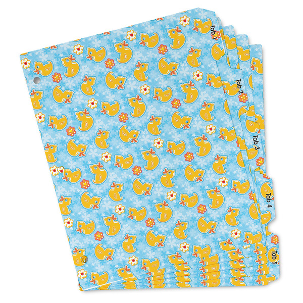 Custom Rubber Duckies & Flowers Binder Tab Divider - Set of 5 (Personalized)