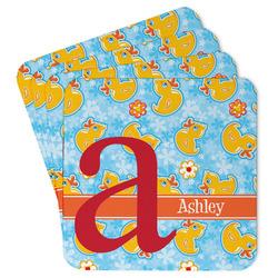 Rubber Duckies & Flowers Paper Coasters w/ Name and Initial