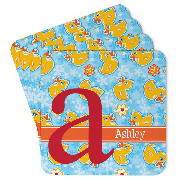 Custom Rubber Duckies & Flowers Paper Coasters (Personalized)