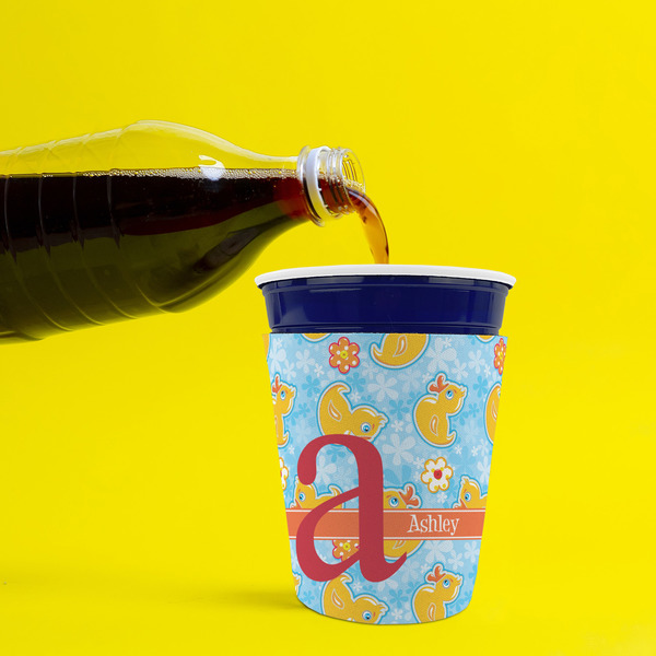 Rubber Duckies & Flowers Party Cup Sleeves - without bottom - Lifestyle