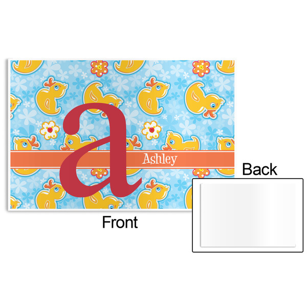 Rubber Duckies & Flowers Disposable Paper Placemat - Front & Back