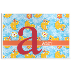 Rubber Duckies & Flowers Disposable Paper Placemats (Personalized)
