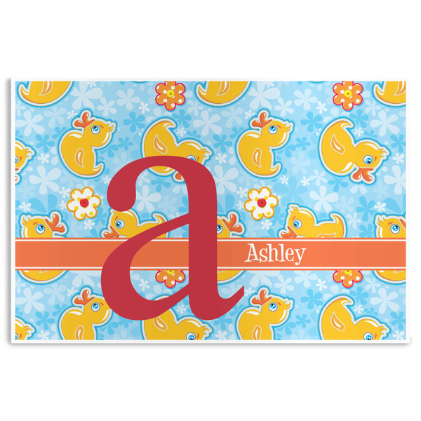Custom Rubber Duckies & Flowers Disposable Paper Placemats (Personalized)