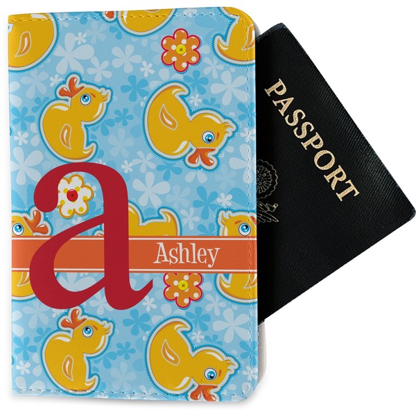 Custom Rubber Duckies & Flowers Passport Holder - Fabric (Personalized)