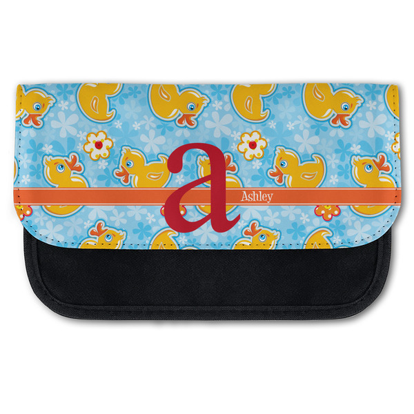 Custom Rubber Duckies & Flowers Canvas Pencil Case w/ Name and Initial