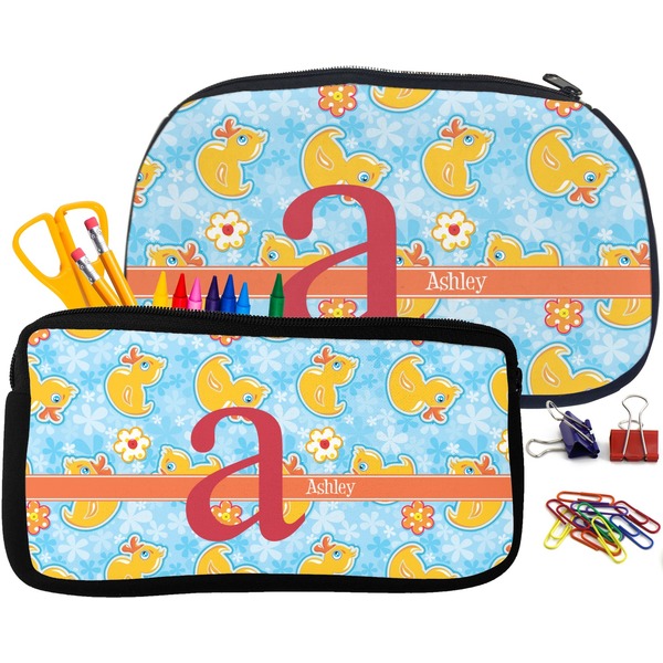 Rubber Duckies & Flowers Pencil / School Supplies Bags Small and Medium