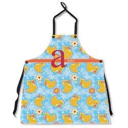 Rubber Duckies & Flowers Apron Without Pockets w/ Name and Initial
