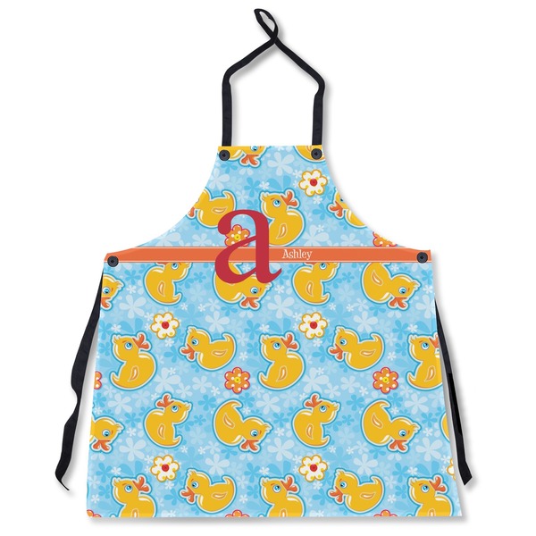 Custom Rubber Duckies & Flowers Apron Without Pockets w/ Name and Initial