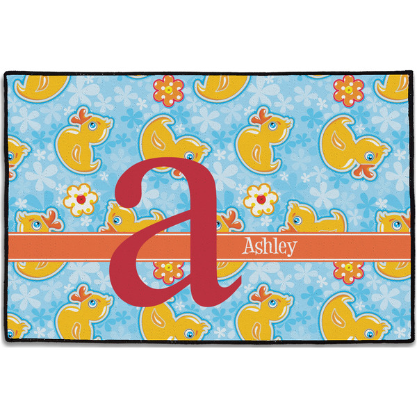 Rubber Duckies & Flowers Personalized Door Mat - 36x24 (APPROVAL)