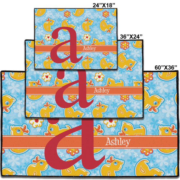 Rubber Duckies & Flowers Personalized Door Mat - Group Parent IMF