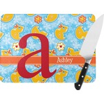 Rubber Duckies & Flowers Rectangular Glass Cutting Board (Personalized)