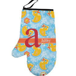 Rubber Duckies & Flowers Left Oven Mitt (Personalized)