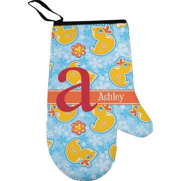 Custom Rubber Duckies & Flowers Right Oven Mitt (Personalized)