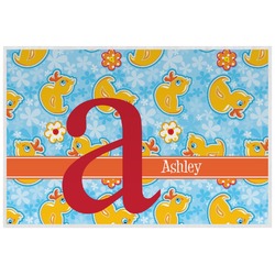 Rubber Duckies & Flowers Laminated Placemat w/ Name and Initial