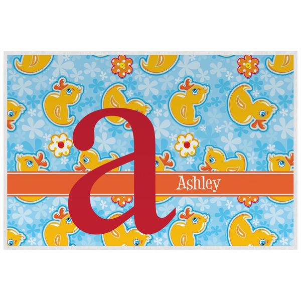 Custom Rubber Duckies & Flowers Laminated Placemat w/ Name and Initial