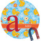 Rubber Duckies & Flowers Personalized Round Fridge Magnet