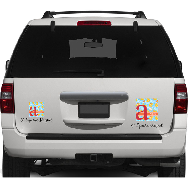 Rubber Duckies & Flowers Personalized Square Car Magnets on Ford Explorer