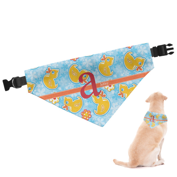Custom Rubber Duckies & Flowers Dog Bandana - Large (Personalized)