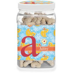 Rubber Duckies & Flowers Dog Treat Jar (Personalized)