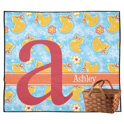 Rubber Duckies & Flowers Outdoor Picnic Blanket (Personalized)
