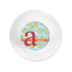 Rubber Duckies & Flowers Plastic Party Appetizer & Dessert Plates - 6" (Personalized)