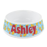 Rubber Duckies & Flowers Plastic Dog Bowl - Small (Personalized)
