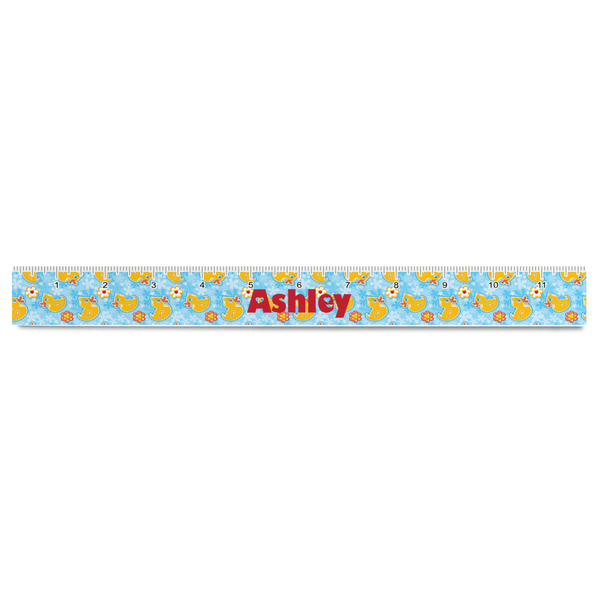 Rubber Duckies & Flowers Plastic Ruler - 12" - FRONT