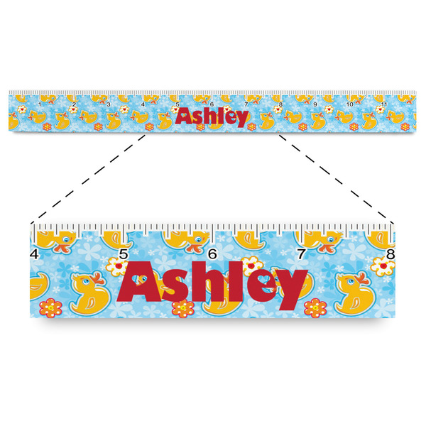 Custom Rubber Duckies & Flowers Plastic Ruler - 12" (Personalized)